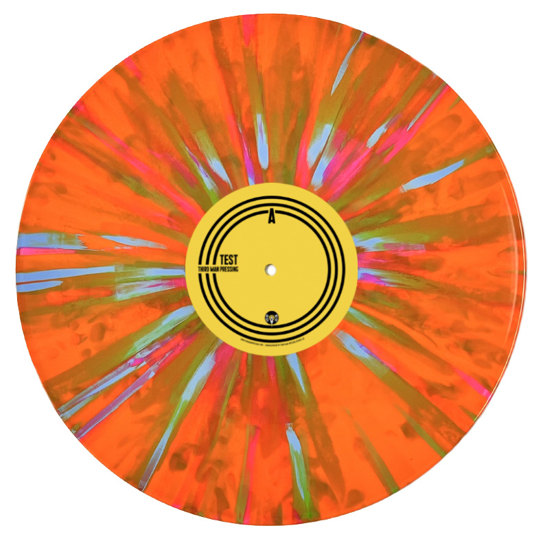 Splatter color vinyl on white background